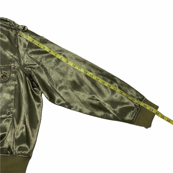 NO Boundaries Green Satin Full Zip Bomber Jacket - Picture 8 of 11
